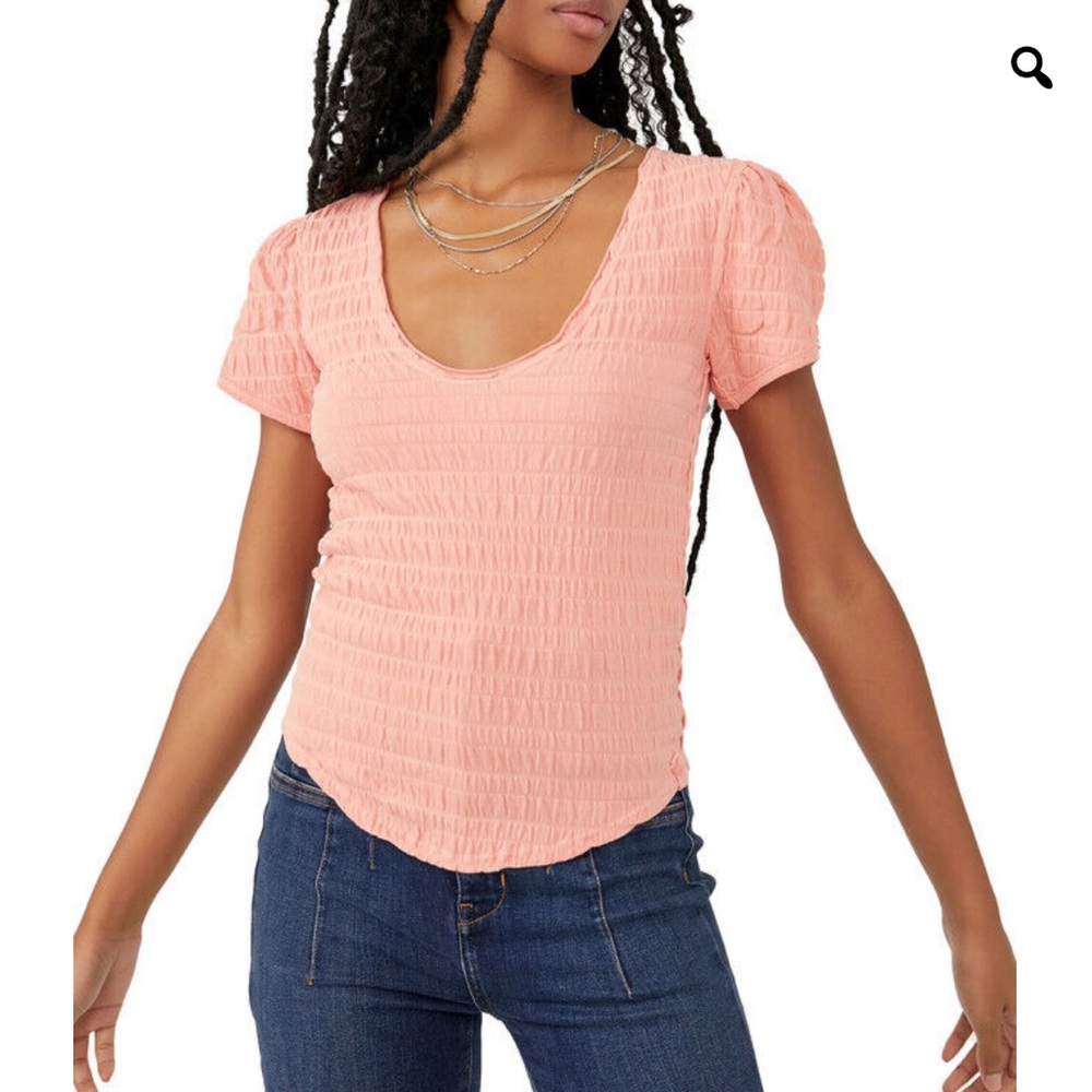 Free People - Sugar Cube Ruched top NWT! Color; burnt coral -sz medium